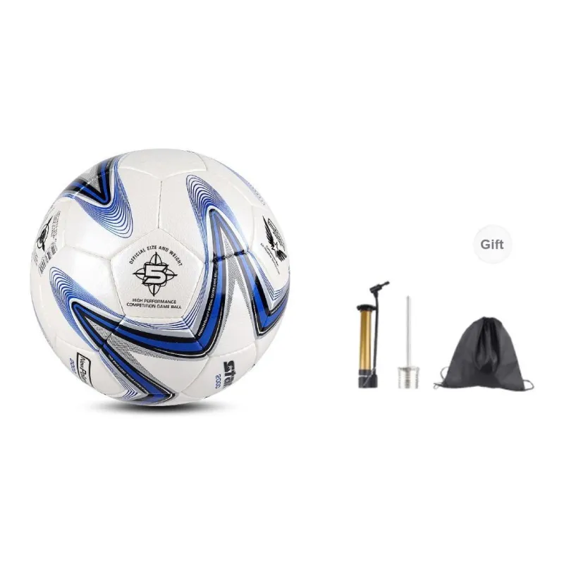 Star Size 5 Ball Soccer PU Hand Stitched Soccer Ball Unisex Blue White-0