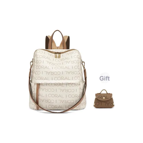 CORALDAISY Синтетическая кожа Рюкзак Стандартный Унисекс Экрю Бургунди Кофейный