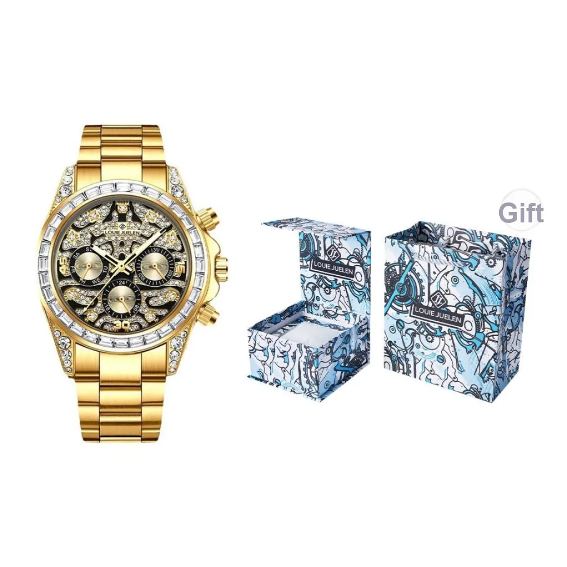 LOUIE JUELEN Tiger D Collection Mechanical Movement Stainless Steel Watchband Watch Men's Watches Silver Dial