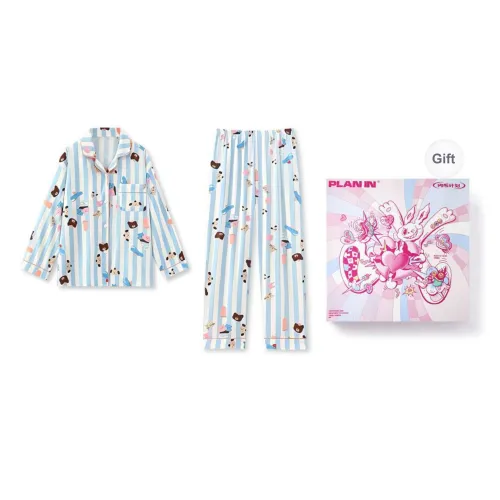 PLAN IN Pajama Set Women's Gift Box Set Blue