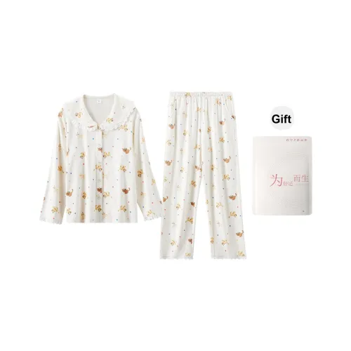 Red Beans At Home Пижамный комплект Женская Сумка для покупок Экрю