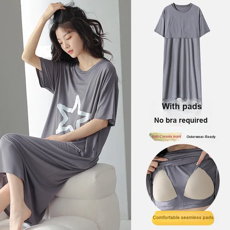FENTENGCARE Nightgown Women's Gray-1
