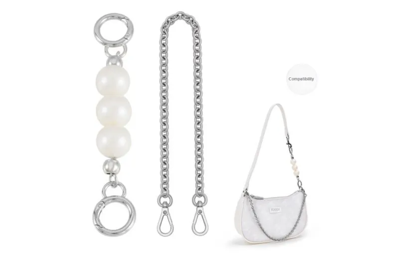 Lan Bao Fan Alloy Metal Bag Accessory Bag Strap Unisex Silver-20