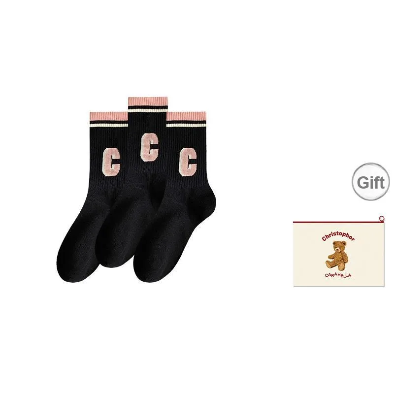 Caramella Mid Calf Socks Women's Shopping Bag Combo Set-14