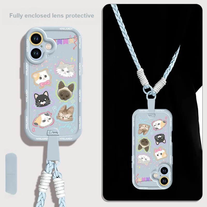 Sen Dog Silicone Material Cartoon With Lanyard Crossbody Phone Cases Compatible With Apple 16 Pro Max/Pro/Plus/15/14/13-23