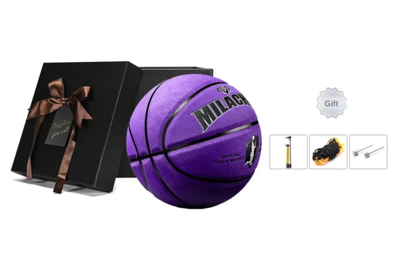 MILACHIC Cow Leather Basketball Deep Affection Purple Size 7 Ball Training Match Unisex-5