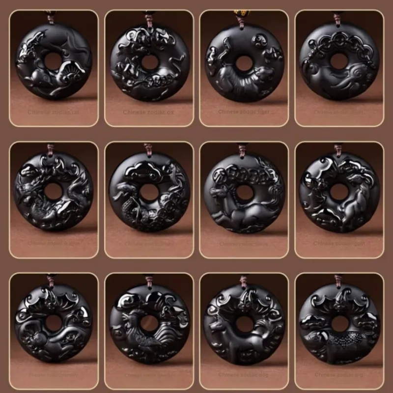 Stone On The Line Obsidian Pendants Unisex-3