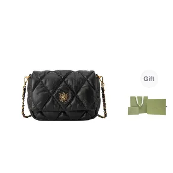 VANESSA HOGAN Cow Leather Crossbody Chain Shoulder Bag Women's Ecru/Black