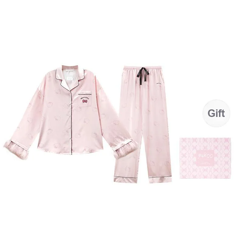 GUKOO x Hello Kitty Sanrio Series Pajama Set Women's Light Pink Coffee-0