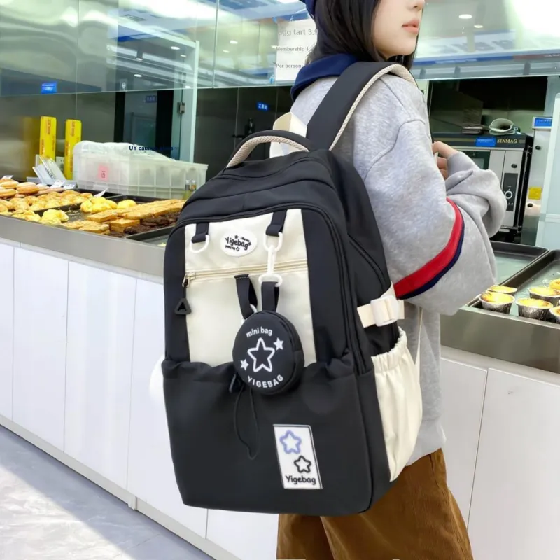 URBAN FOREST Nylon Backpack Unisex Purple/Yellow/Blue/Pink/Black-2