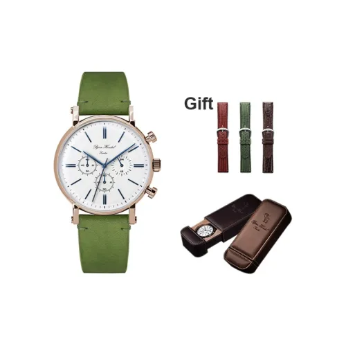 BJORN HENDAL Waberger Chronograph Collection Кварцевые наручные часы натуральная кожа ремешок 44 мм белый циферблат