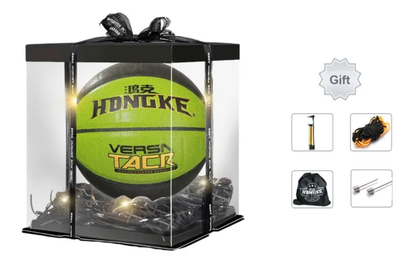 HONGKE Moisture Absorbing Leather Basketball Green Black Size 7 Training Unisex-4