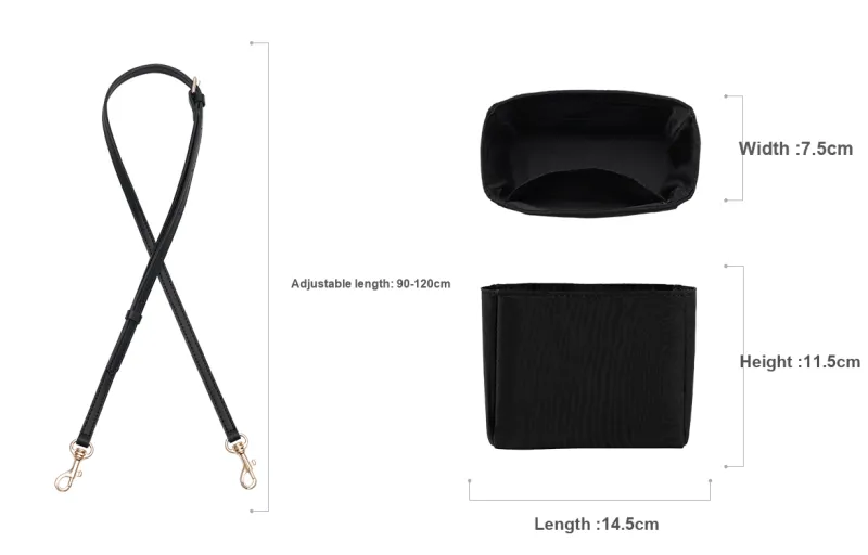 Lan Bao Fan Cow Leather Adjustable Strap Bag Strap Women's Black-1
