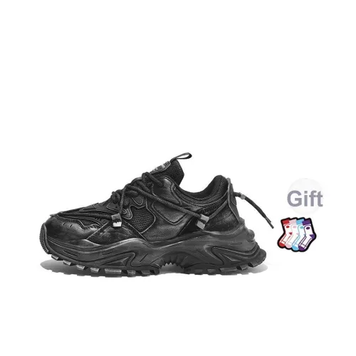 Masongarments Акулий зуб Размер 2 Амортизация Увеличение высоты Низкий Топ Толстая подошва Кроссовки Унисекс Черный