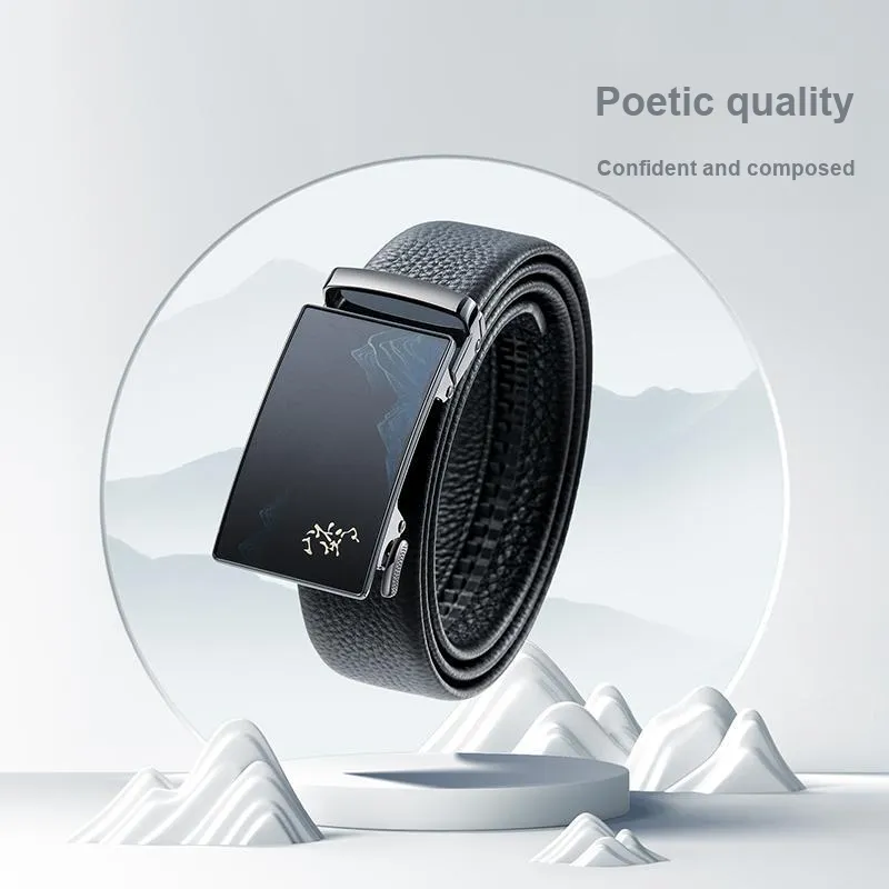 HLA Top Grain Cow Leather Belts Men's Width 3.5cm-3