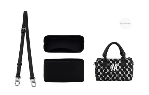 Kim Yeon-sha Bag Accessories MLB Pillowcase - Black Felt Inner+1.8cm Cross Pattern Silver-Tone Lock Adjustable 93-113cm