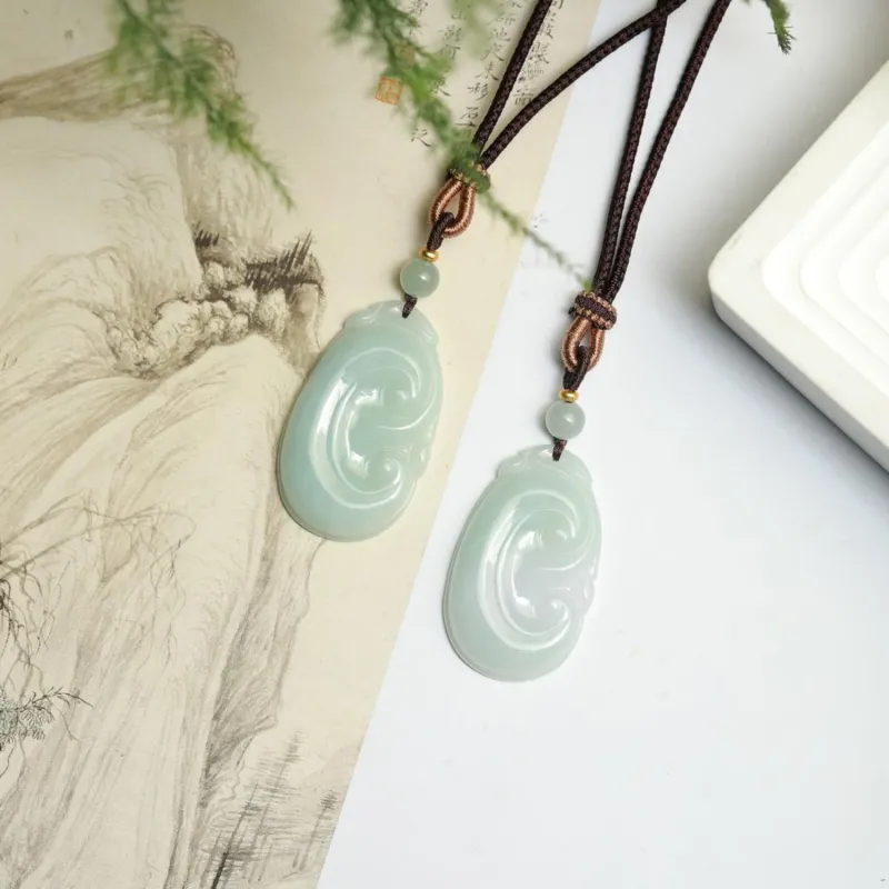 Artisan Lock Heart Jade Glutinous Jade Jadeite Necklaces Unisex-3