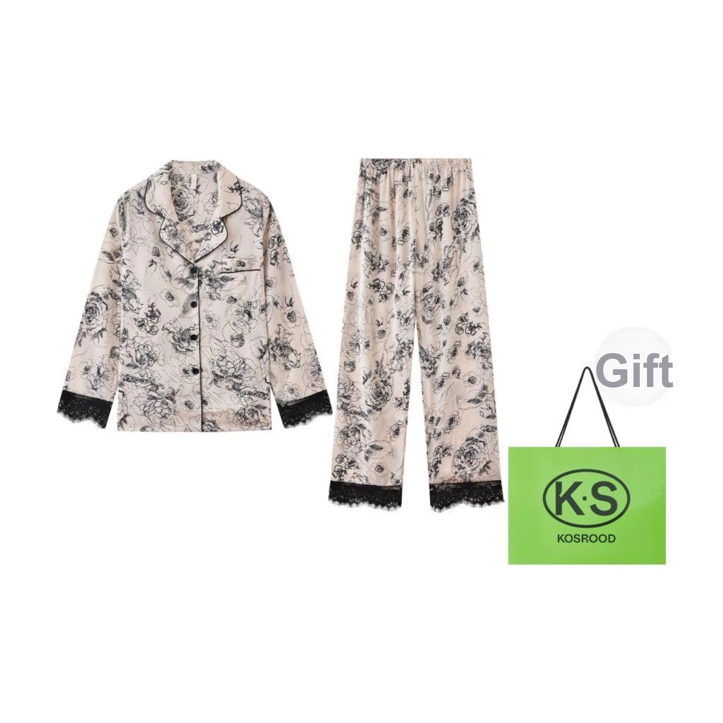 Kosrood Pajama Set Women's Black