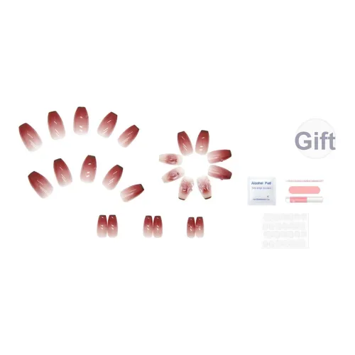 SEVERLAND False Nail MID Длина Сердце Персик Бант с Цветом меняющимся 3D-эффектом при воздействии света Градиентный