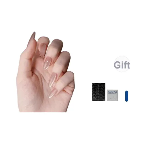 OUYUJI Ручной работы Готовый товар Съемный False Nail Миндаль MID Длина Овал Прозрачный Телесный Coquette