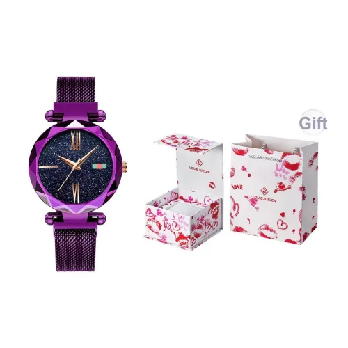 LOUIE JUELEN Кварцевый механизм стальной ремешок женские часы черный циферблат