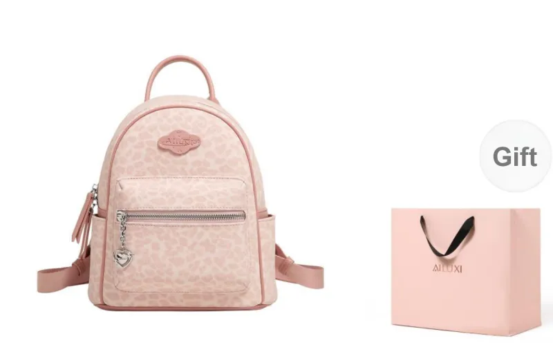 AILUXI Synthetic Leather Backpack Women's Sweetheart Pink-0