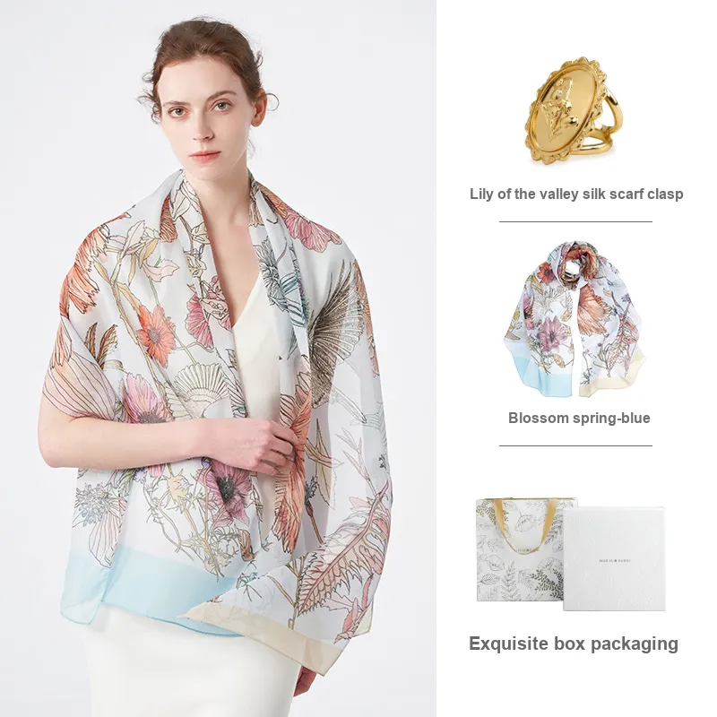 MARJAKURKI Silk Long Scarf Women's-12