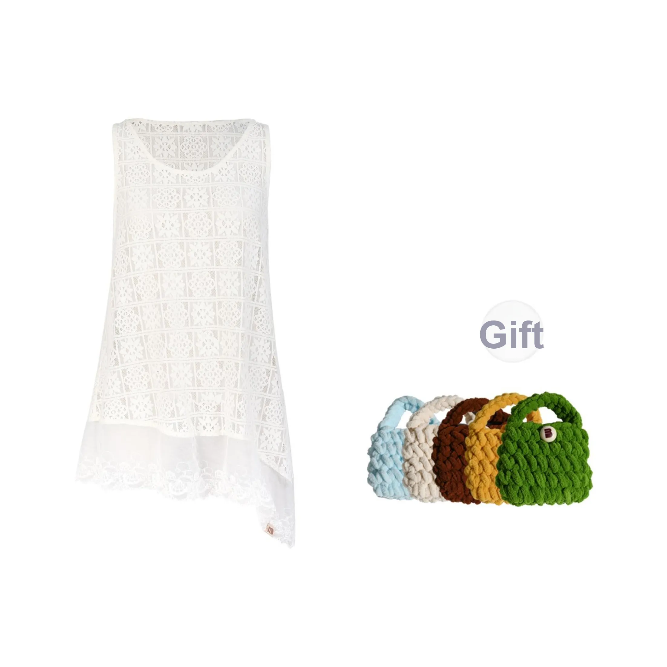 Madgood Sleeveless Dress Women's White Comes With Earphone Case