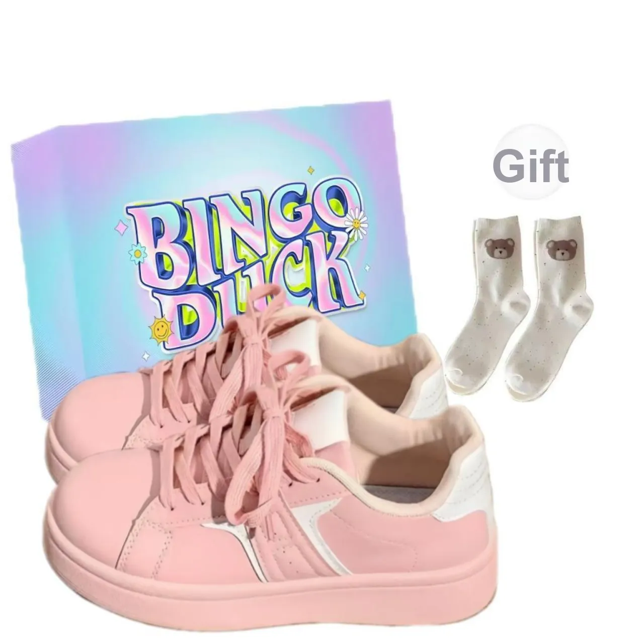 BINGO DUCK Slip-resistant Low Top Скейтборд Кроссовки Женские Розовые