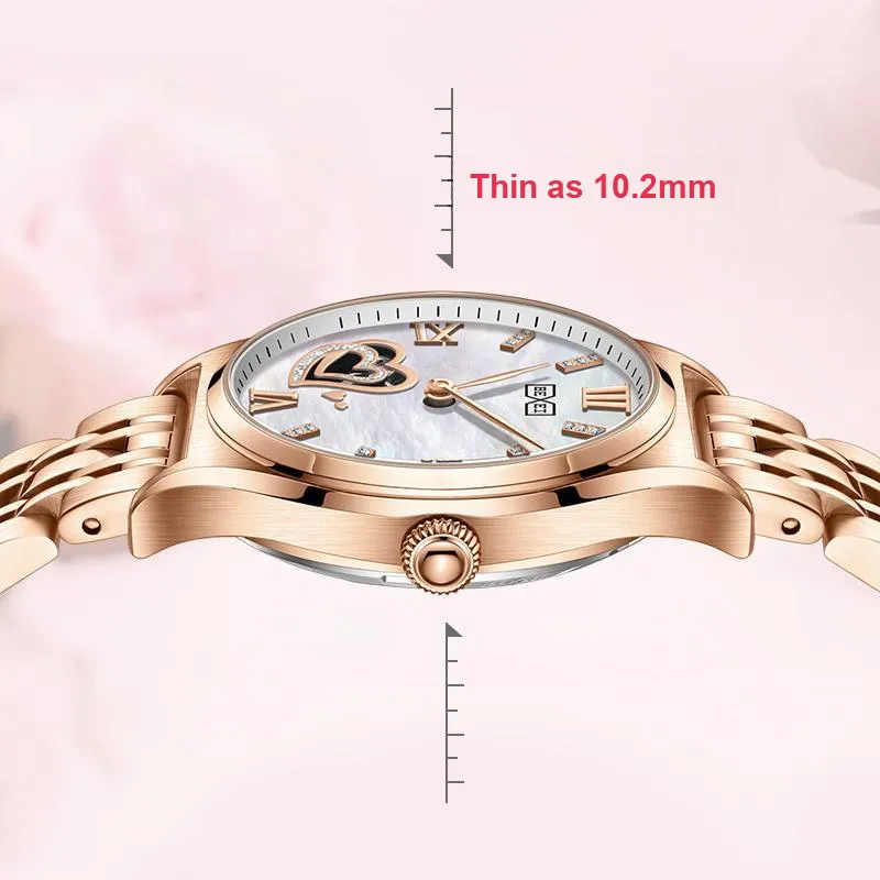 BEXEI Heart To Heart Collection Mechanical Movement Watch Women's Watch Mother-of-Pearl Color Watch Dial-6