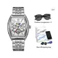 Silver Case White Dial Steel Band[Includes Fashion Sunglasses]