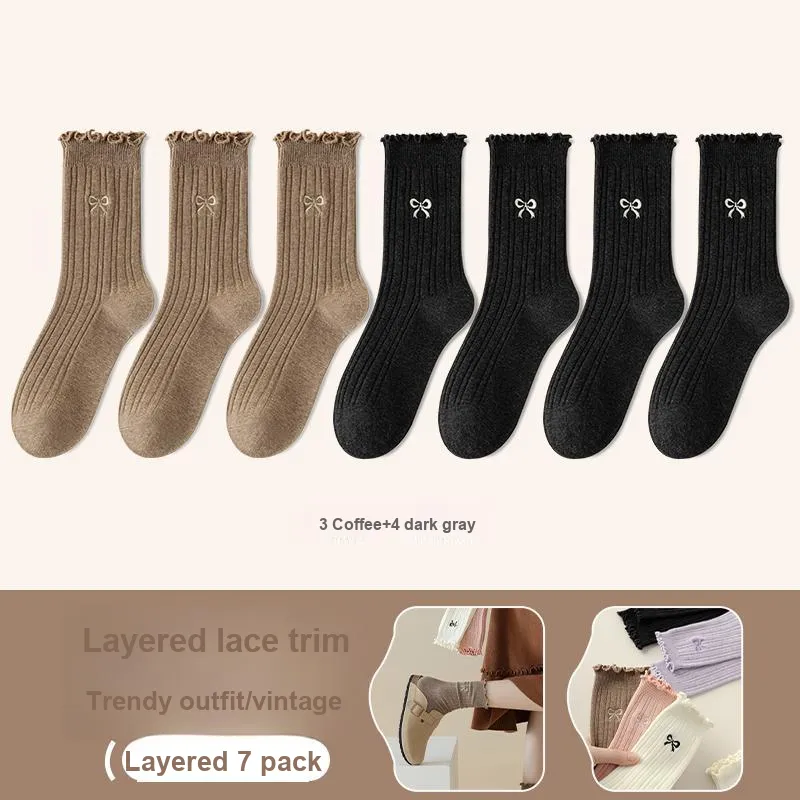 Lan Miao Mid-Calf Socks Women's 7 Pack-18