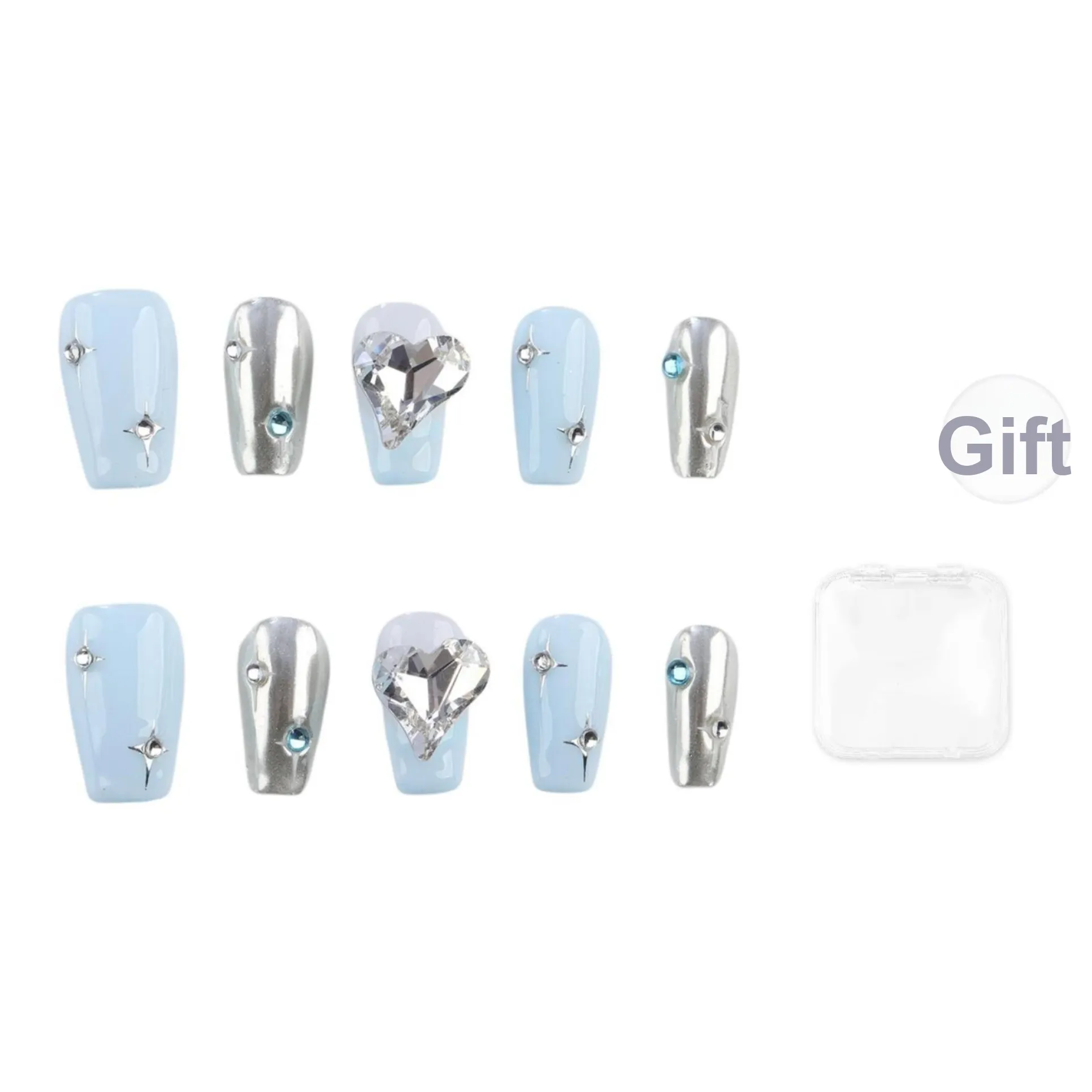 Song Biography Светло-синий лак для ногтей с премиальным эффектом False Nail короткий длина 20 мм