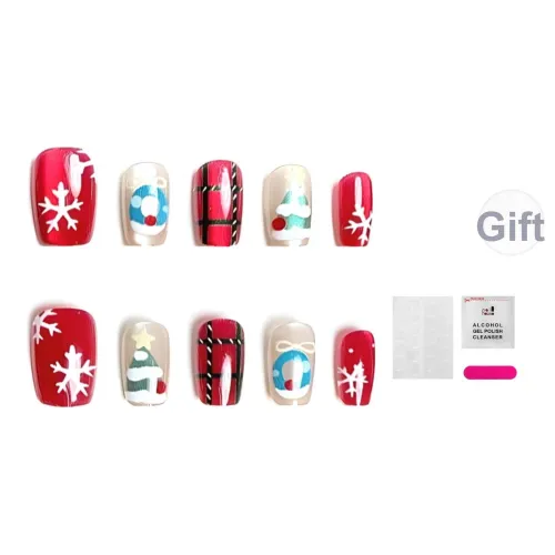 JIABITU Первый снег Съемный стиль False Nail Короткий LADDER Красный Телесный Новый китайский стиль