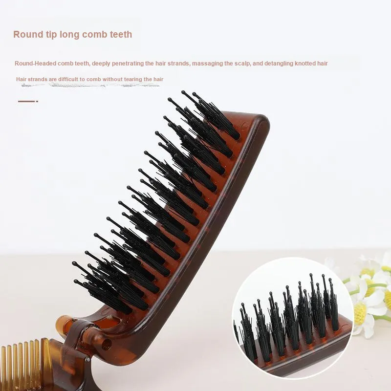 Future Maple Foldable And Portable Travel Companion Boar Bristle Combs Straight Hair Curling-2