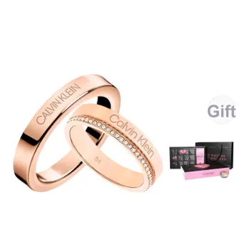 CALVIN KLEIN Titanium Steel Couple Rings Combination Unisex