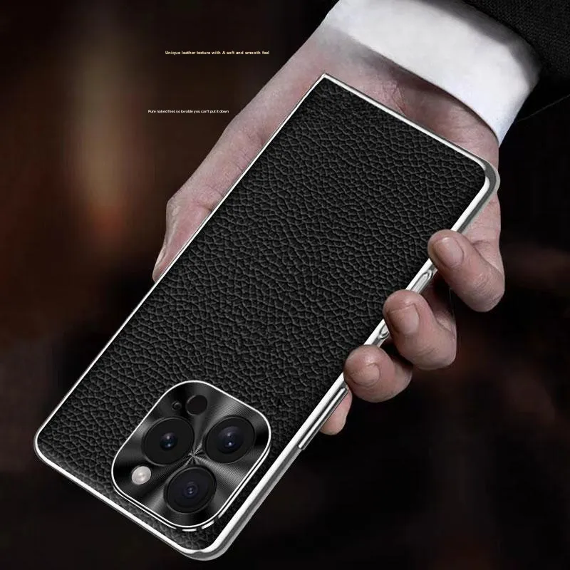 Record Star Leather Material Fully Enclosed Impact Resistant Phone Cases Compatibility Apple 16 Pro Business Formal-4