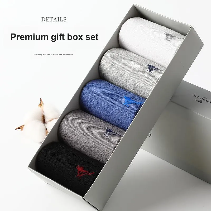 SEPTWOLVES Mid Calf Socks Men's 5 Pairs Gift Box Sets+Shopping Bag-23