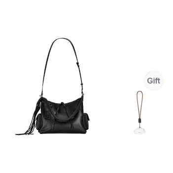 ANDFEEL Cow Leather One Shoulder Crossbody Tote Medium Large Unisex Black
