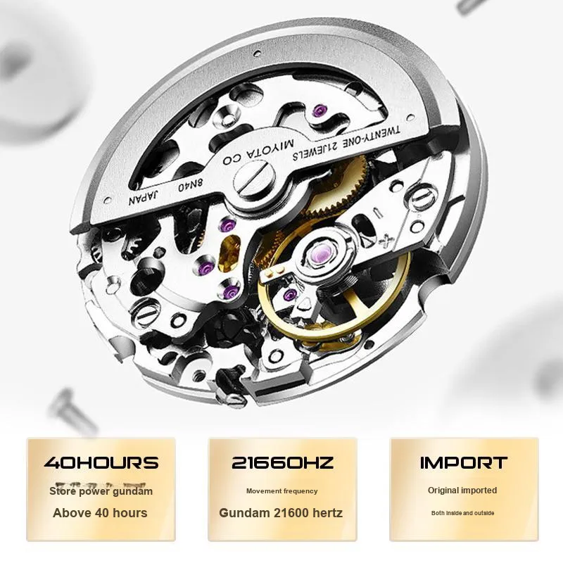 LINGKE Automatic Mechanical Movement Steel Strap Watch Men's Watches White Dial-4