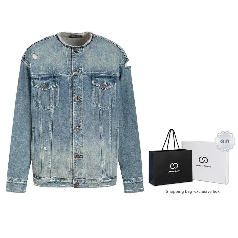 Chester Charles Denim Jacket Men's Blue-0