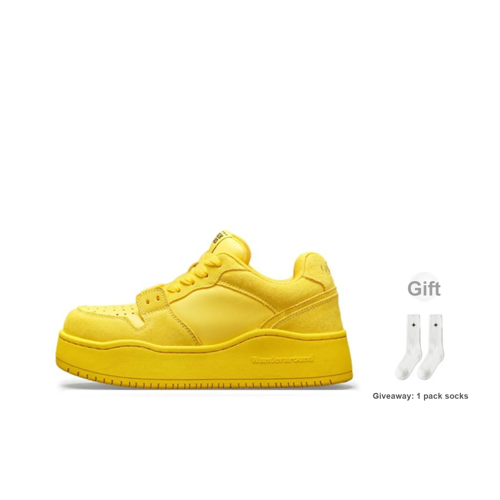 WANDER AROUND Low Top Casual Skateboard Shoes Unisex Yellow