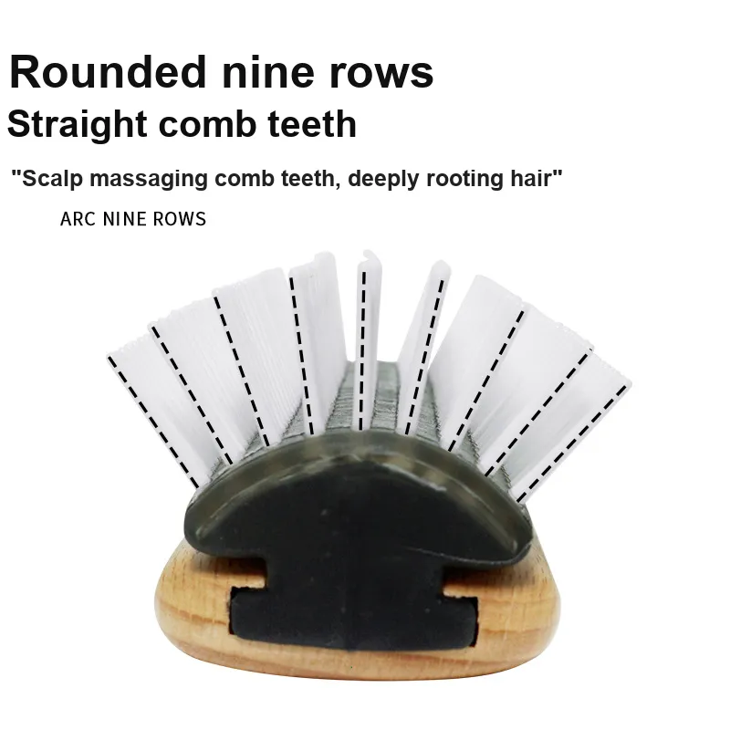 XIBI Beech Wood Oil Head Comb For Long Hair Women's Hairstyling At Home Heat-Resistant Wooden Nine-Row Comb Ribs Comb-2