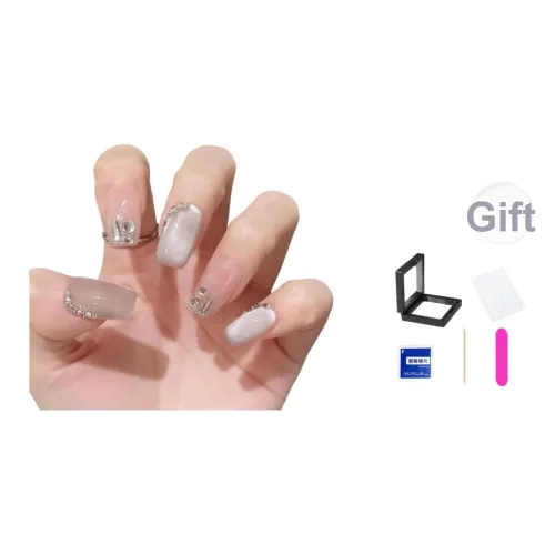XNTX Blazing Flash Cat Eye False Nail Короткий LADDER Cool Color Series Nude Instagram Style