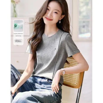 Mo Han Yi Mei Regular T Shirt Women's Medium Gray