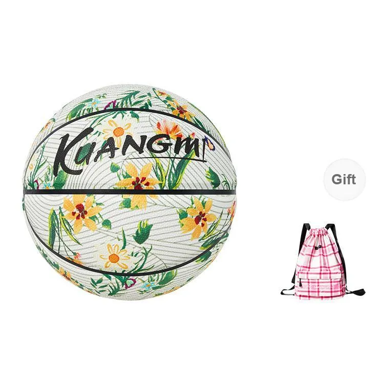 Kuangmi PU Basketball White Green Size 7 Ball Glow In The Dark Unisex-12