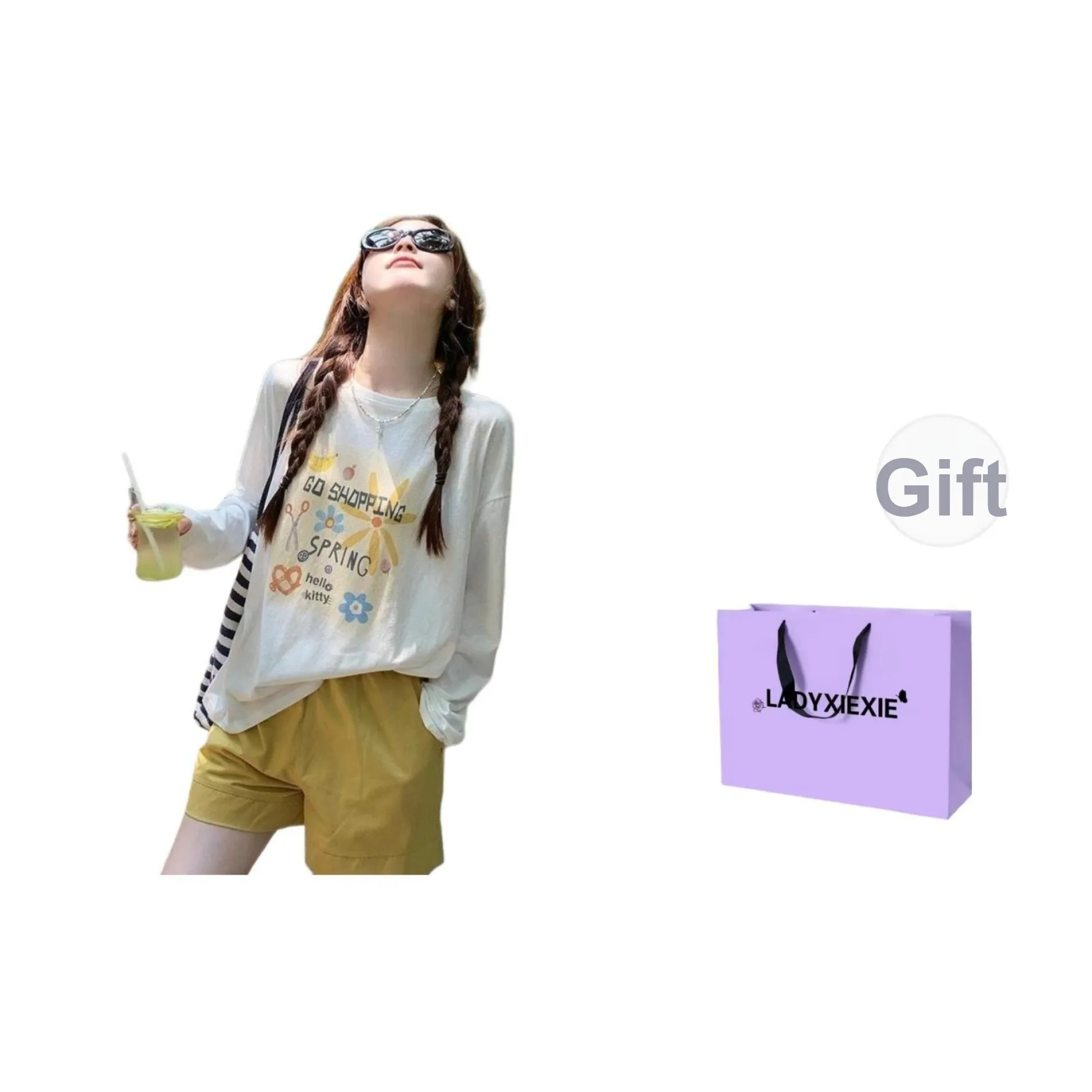 LADYXIEXIE Комплект с короткими рукавами рубашка женский