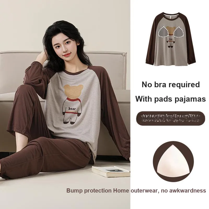XIAFENYAN Pajama Set Women's Brown-2
