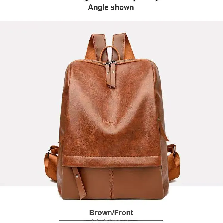 Boniu Leather Backpack Small Size Women's Brown-1