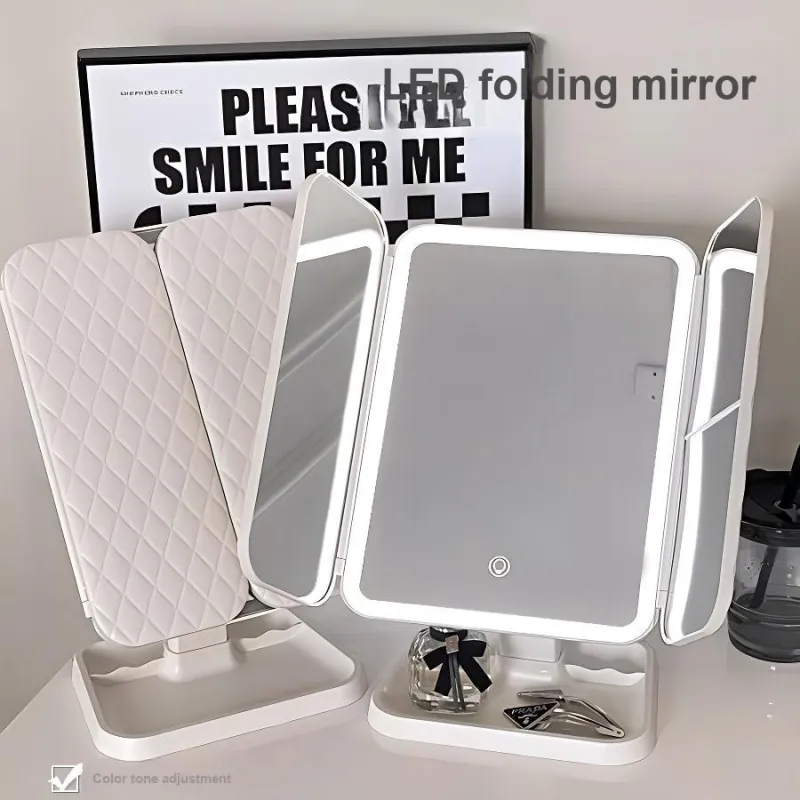 Love Of Wormwood Multifunction Smart LED Light With Foldable Display Make Up Mirrors Portable-1